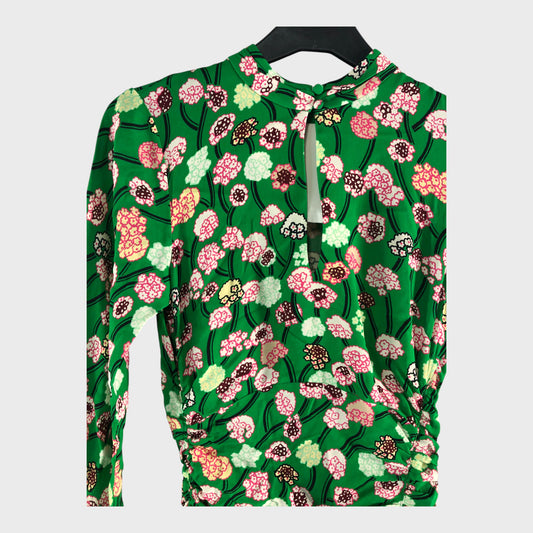 Branded Green Flower Print Dress - Size 8