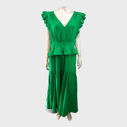 Branded Green Cheesecloth Maxi Dress - Size 16