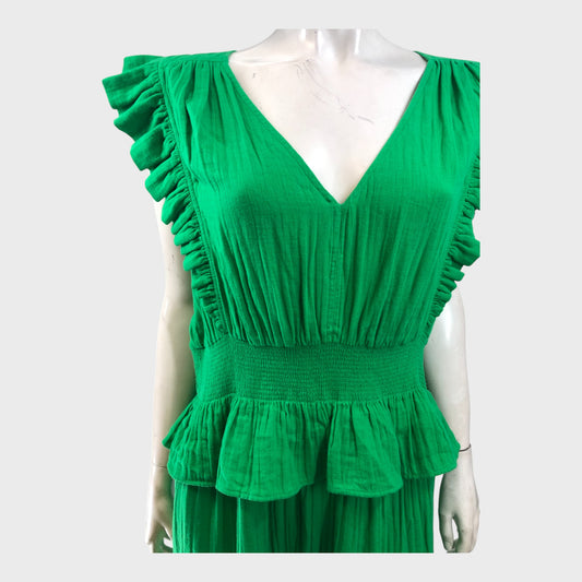 Branded Green Cheesecloth Maxi Dress - Size 16