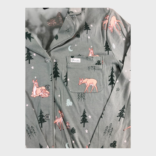 DISNEY Bambi Pyjama Set Green Forest Print