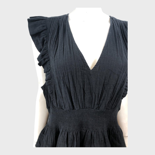 Branded Black Cheesecloth Dress - Size 16