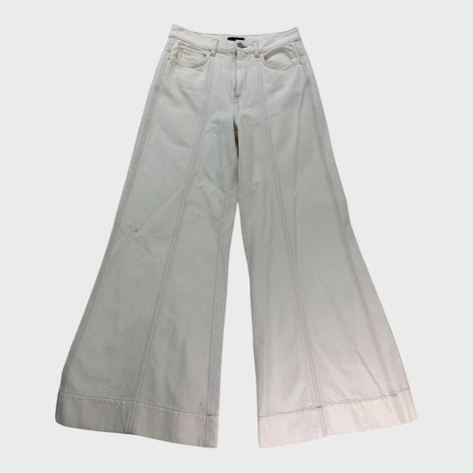 Branded White Wide Leg Flare Jeans - Size 10