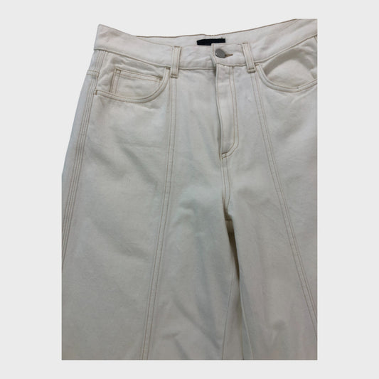 Branded White Wide Leg Flare Jeans - Size 10