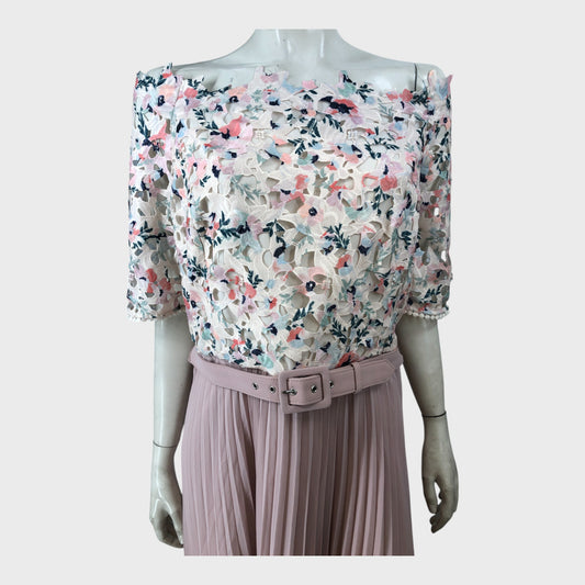 Branded Buttermilk Lace Bardot Dress - Size 20