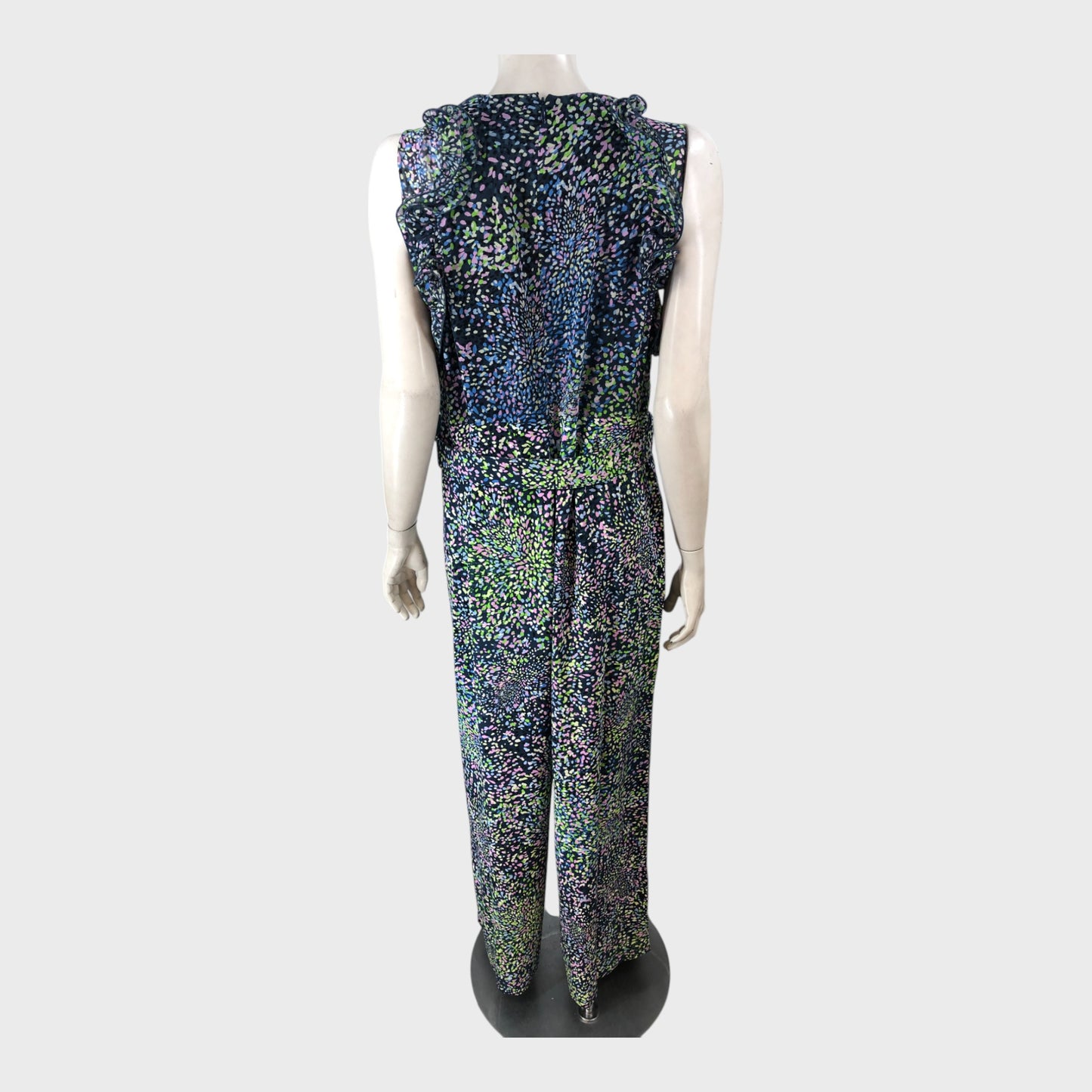 Branded Petite Navy Ruffle Jumpsuit - Size 16