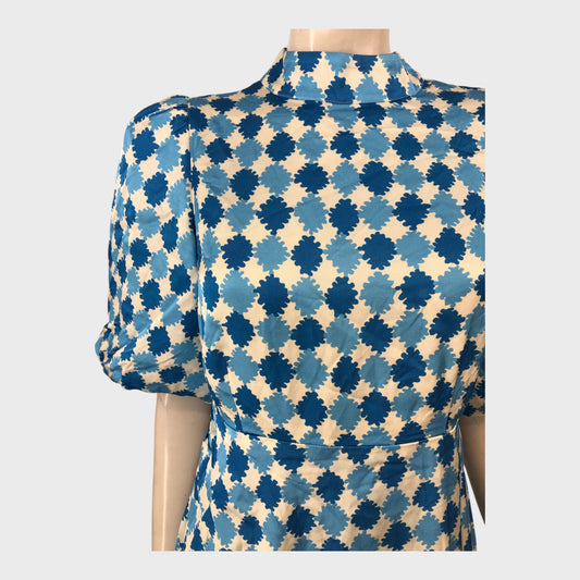 Kitri Blue Picnic Check Dress - Size 12