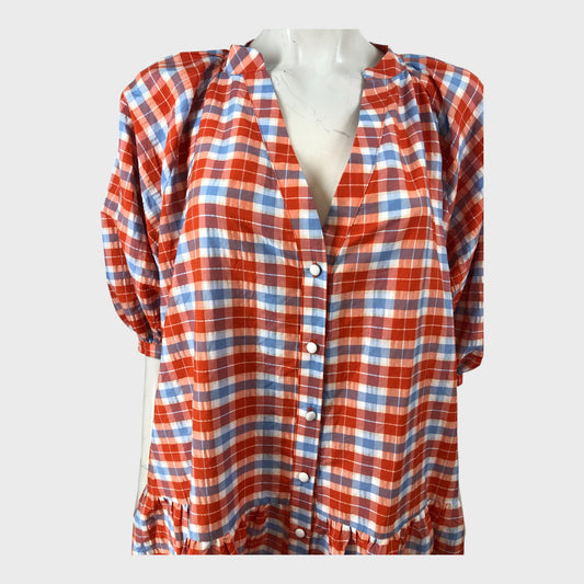 Kitri Orange Check Dress - Size 16