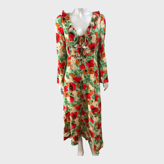 Kitri Green Garden Floral Maxi Dress - Size 10