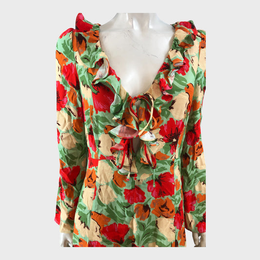 Kitri Green Garden Floral Maxi Dress - Size 10