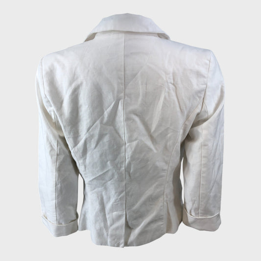 Precis Petite White Linen Jacket - Size 8