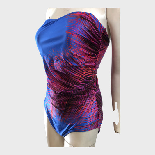 Seaspray Blue Palm Bandeau Swimsuit - Size 14