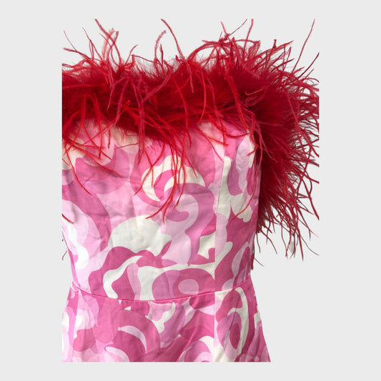 Kitri Pink Feather Mini Dress - Size 12