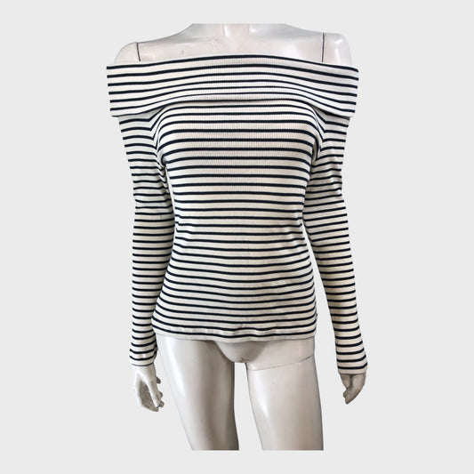 BA&SH Striped Off The Shoulder Top - Size 8
