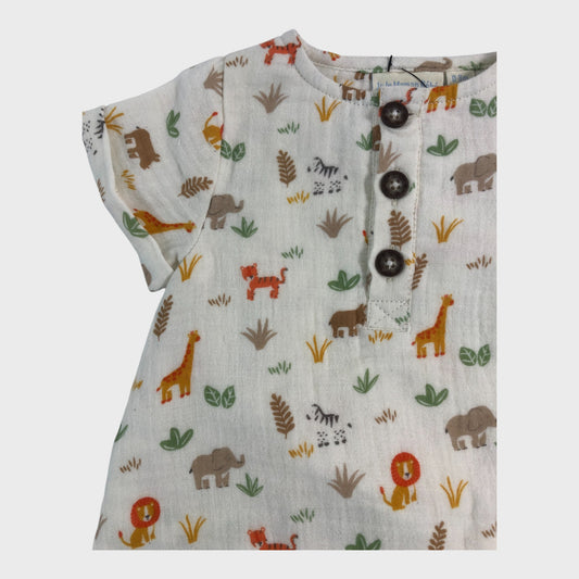 JoJo Maman Bebe Safari Romper - 0-3 Months