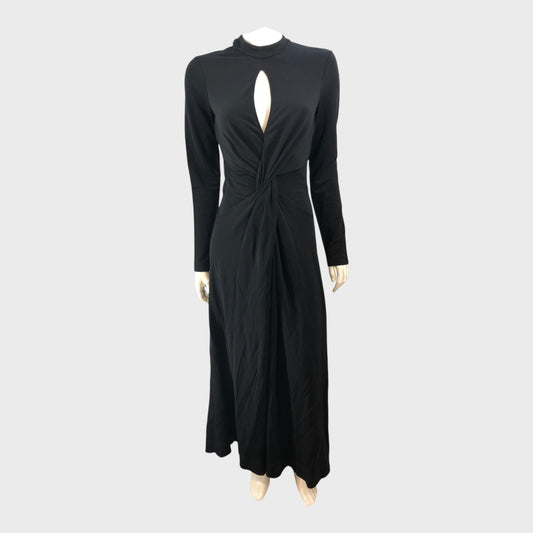 Branded Black Crepe Twist Maxi Dress