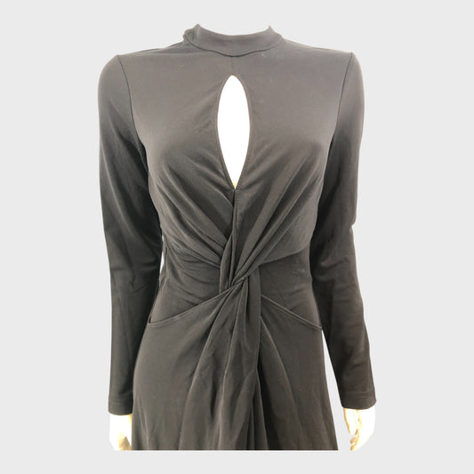 Branded Black Crepe Twist Maxi Dress