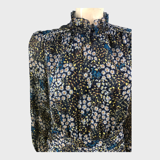 Branded Indigo Floral Print Boho Dress - Size 16