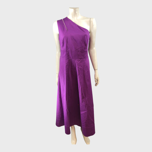 Branded Purple One Shoulder Midi Dress - Size 16