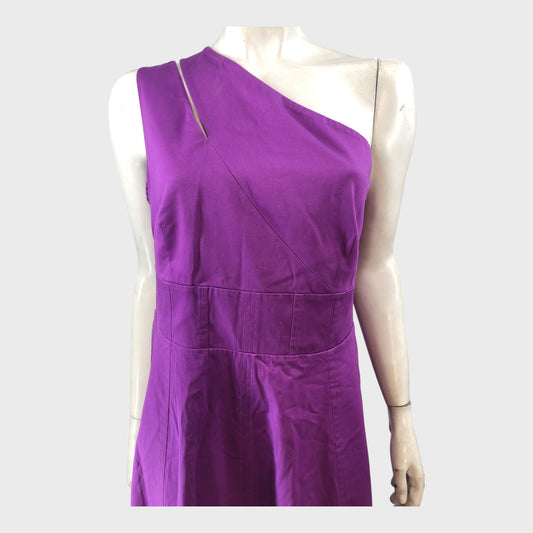 Branded Purple One Shoulder Midi Dress - Size 16