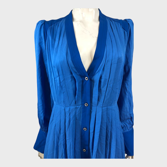 Branded Blue Pleated Dress - Size 8