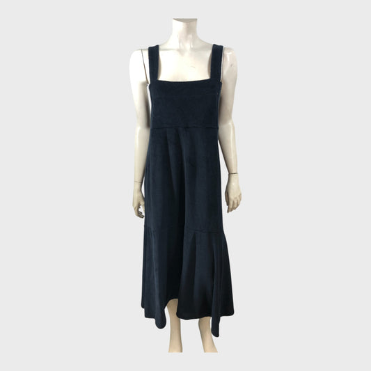 Branded Navy Towelling Midi Dress - Size 8