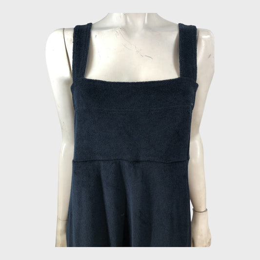 Branded Navy Towelling Midi Dress - Size 8