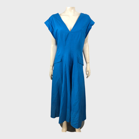 Branded Blue Tailored Midi Dress - Size 16