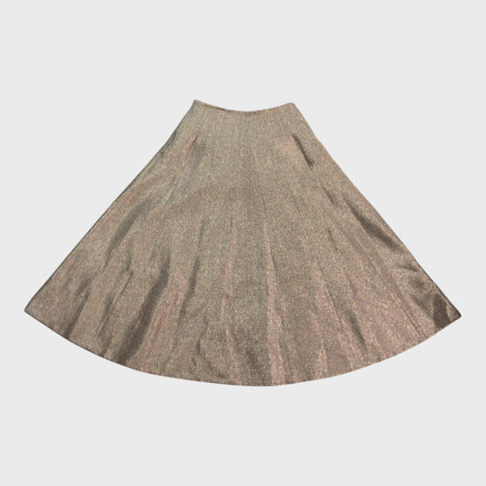 Branded Gold Metallic Midi Skirt - Size 12