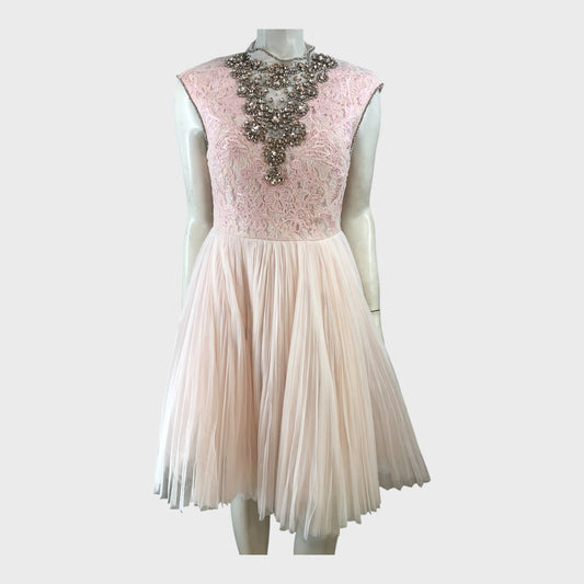 Ted Baker Pink Pleated Embellished Tulle Dress