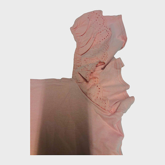 Pink Flutter Frill Skater Dress