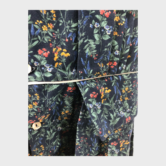 Navy Pleated Floral Dress