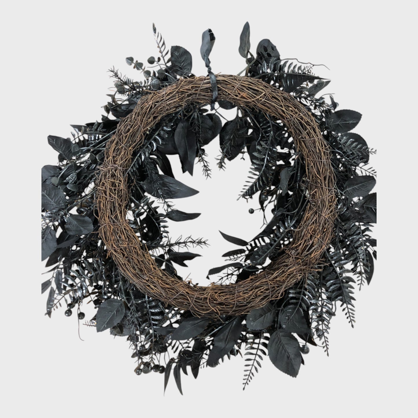 Black Rose Floral Skeleton Halloween Decoration Wreath
