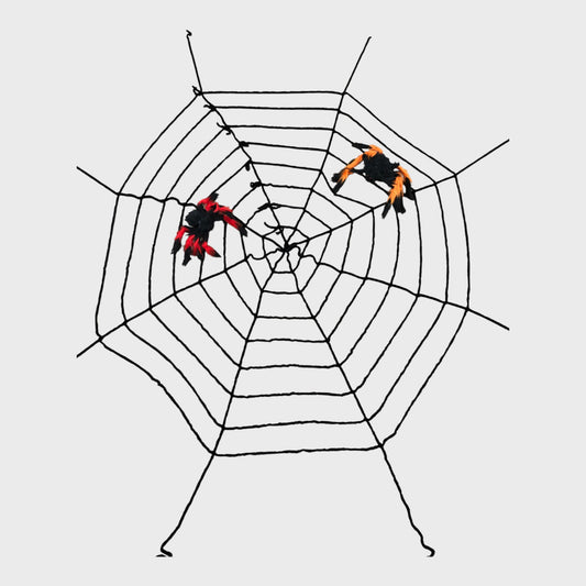 Halloween Spider Web Decoration with Two Spiders