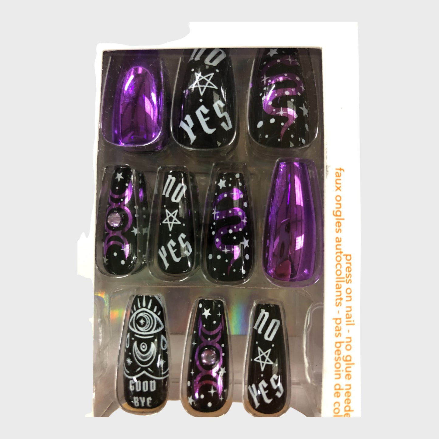 CLAIRE'S 24 Pack Press-On Nails Halloween Design Black Purple