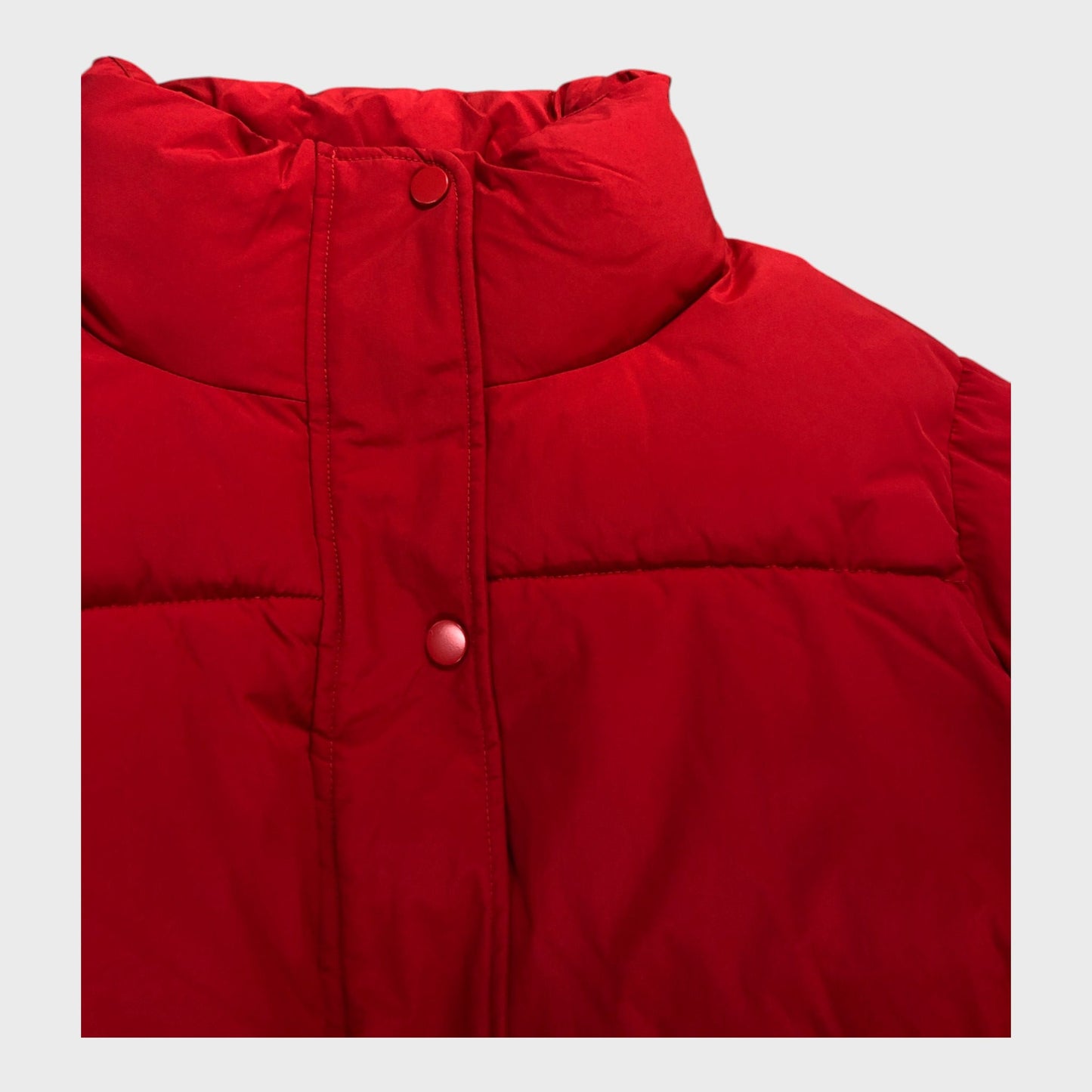 Women's Cropped Red Puffer Jacket Winter Coat