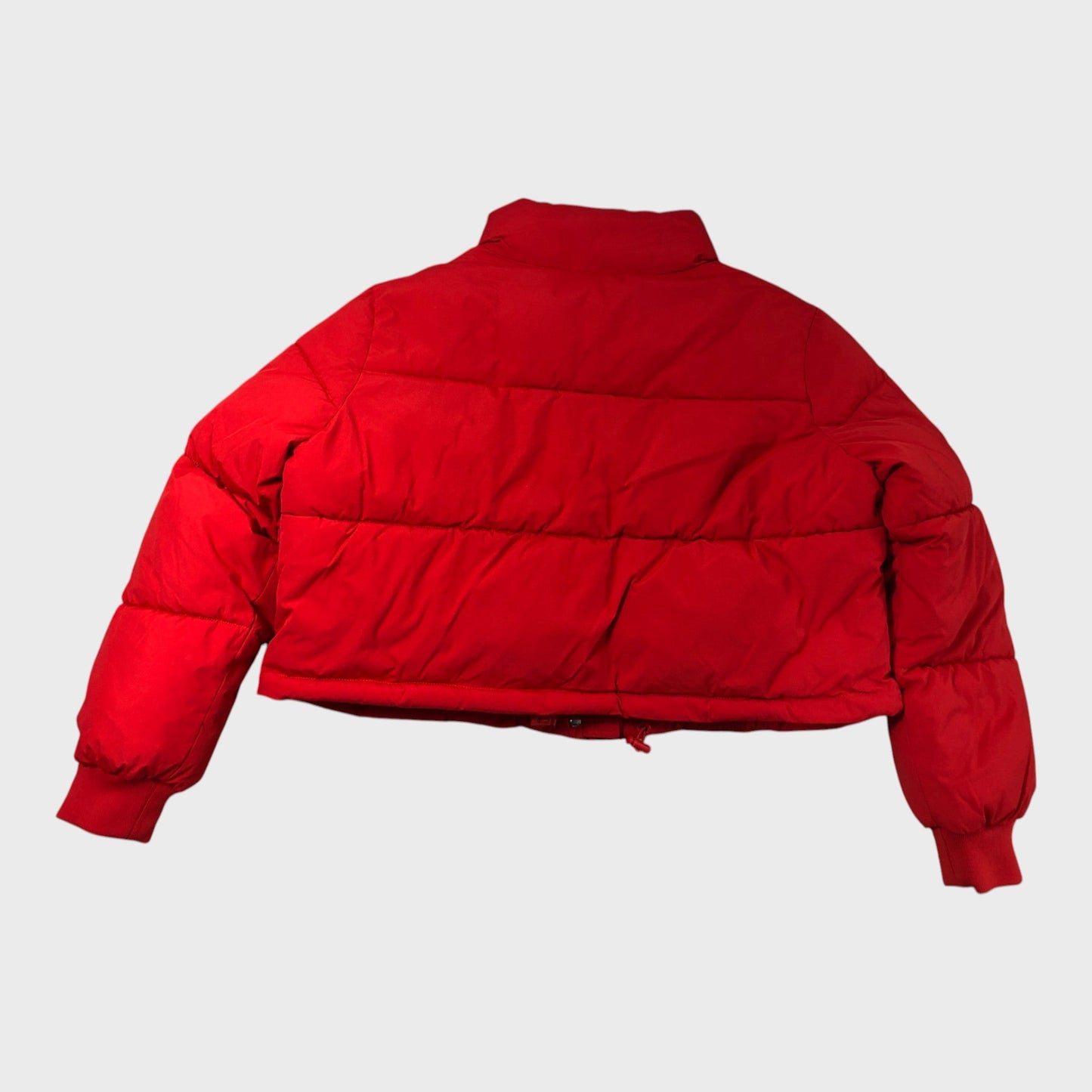 Women's Cropped Red Puffer Jacket Winter Coat