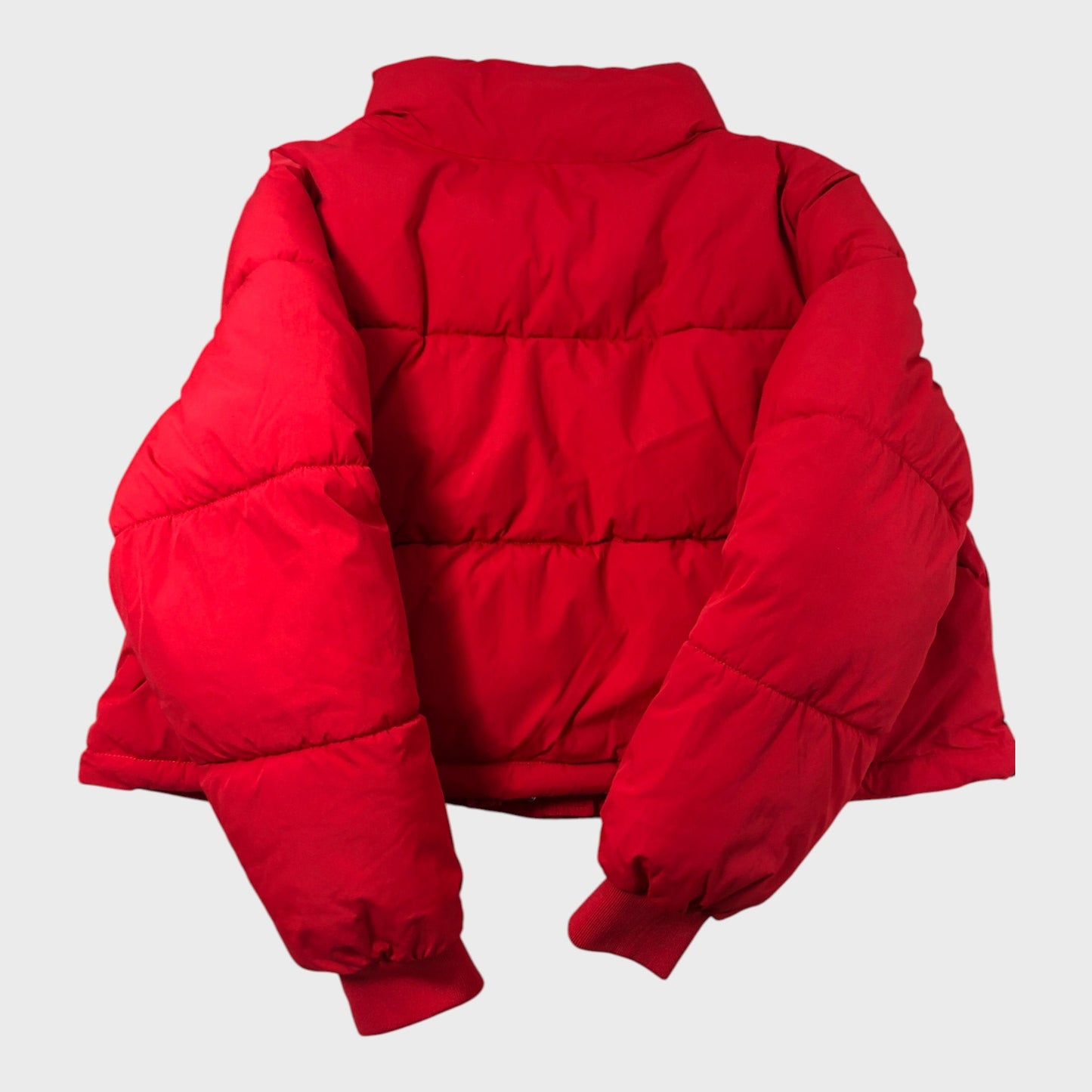 Women's Cropped Red Puffer Jacket Winter Coat