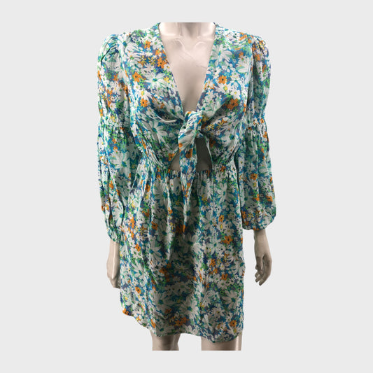 Green Floral Cut Out Midi Dress