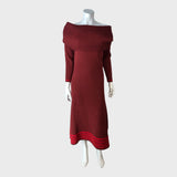 Stylish Red Off Shoulder Maxi Dress Women's Long Sleeve Knitted