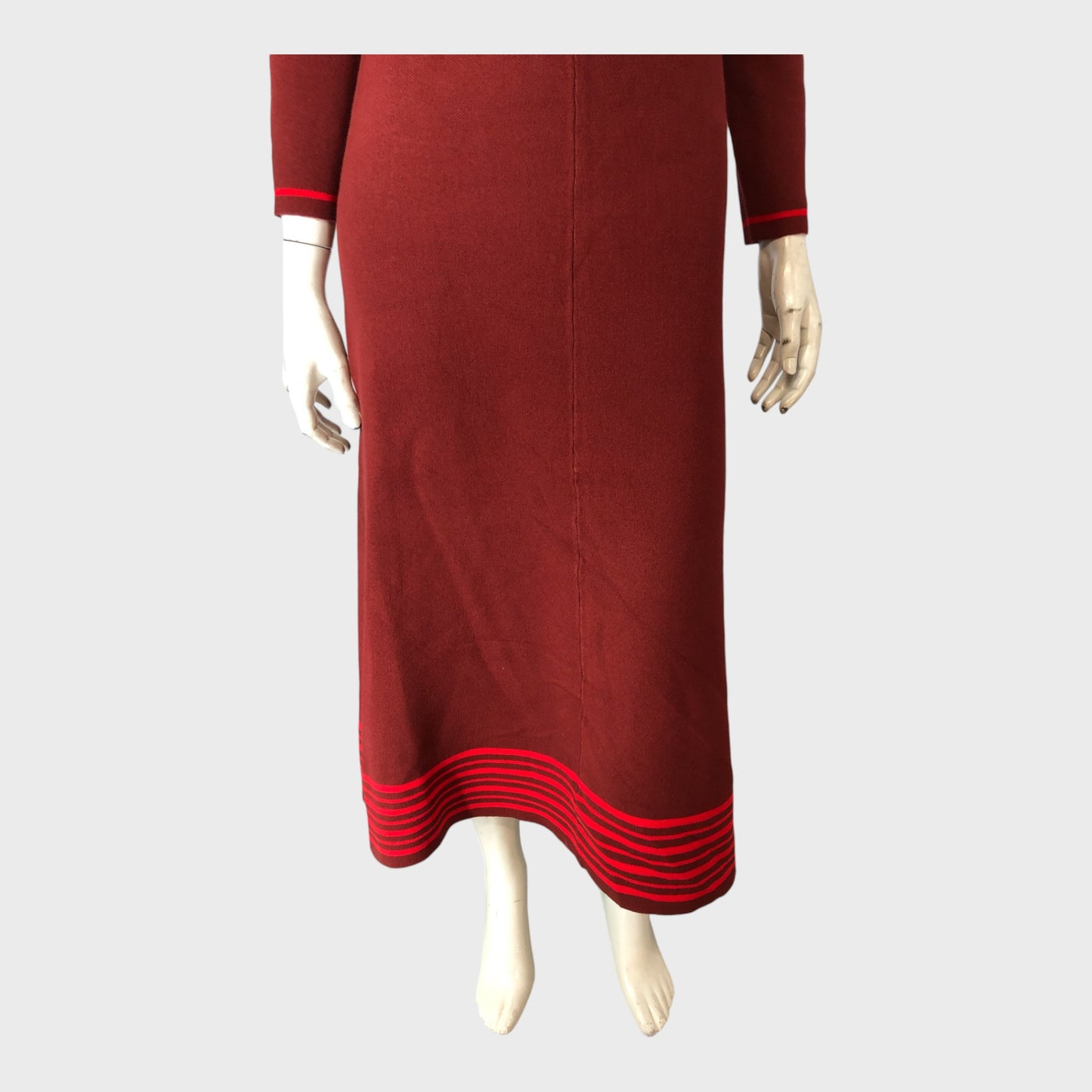 Stylish Red Off Shoulder Maxi Dress Women's Long Sleeve Knitted