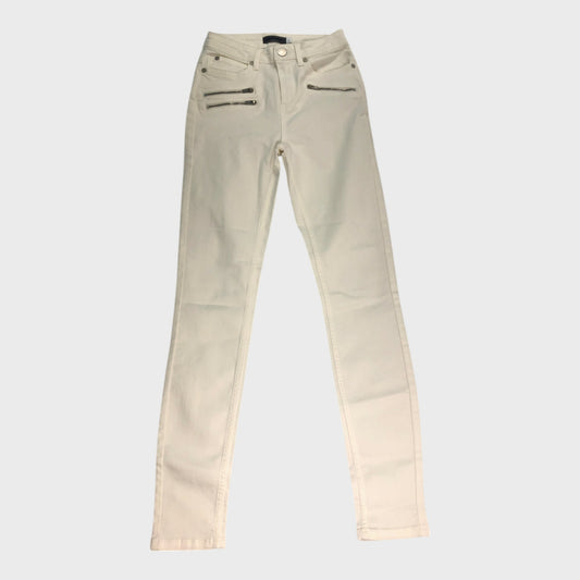 Branded White Zip Detail Skinny Jeans