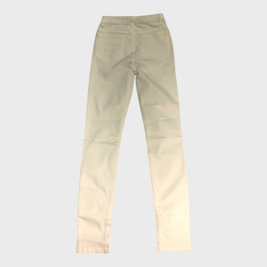 Branded White Zip Detail Skinny Jeans