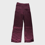 BILLIE Women's Trousers Burgundy Elastic Waist Satin Feel