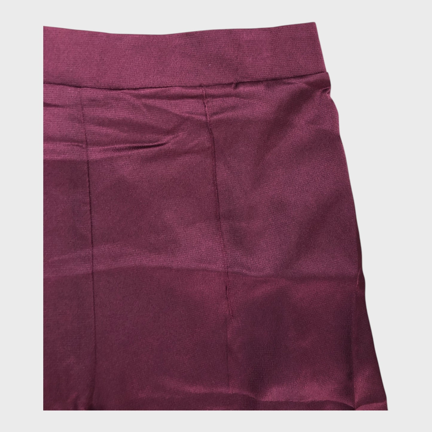 BILLIE Women's Trousers Burgundy Elastic Waist Satin Feel