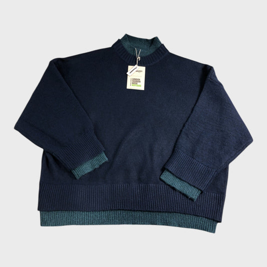 ROKSANDA Women's Jumper XL Blue Ribbed Knit Polyester Nylon Sweater