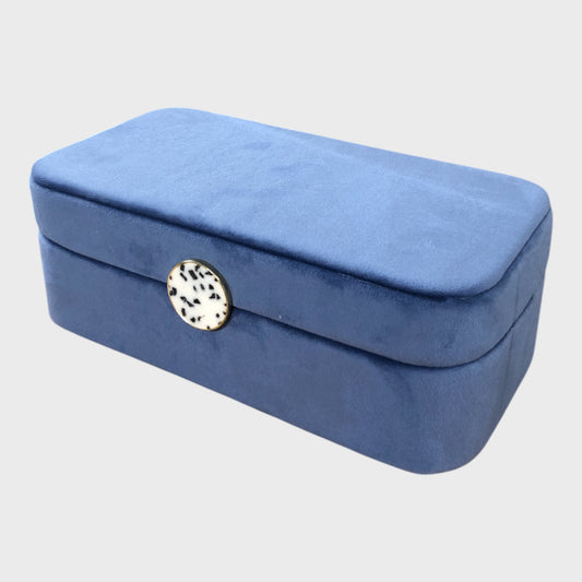 Powder Blue Velvet Jewellery Box
