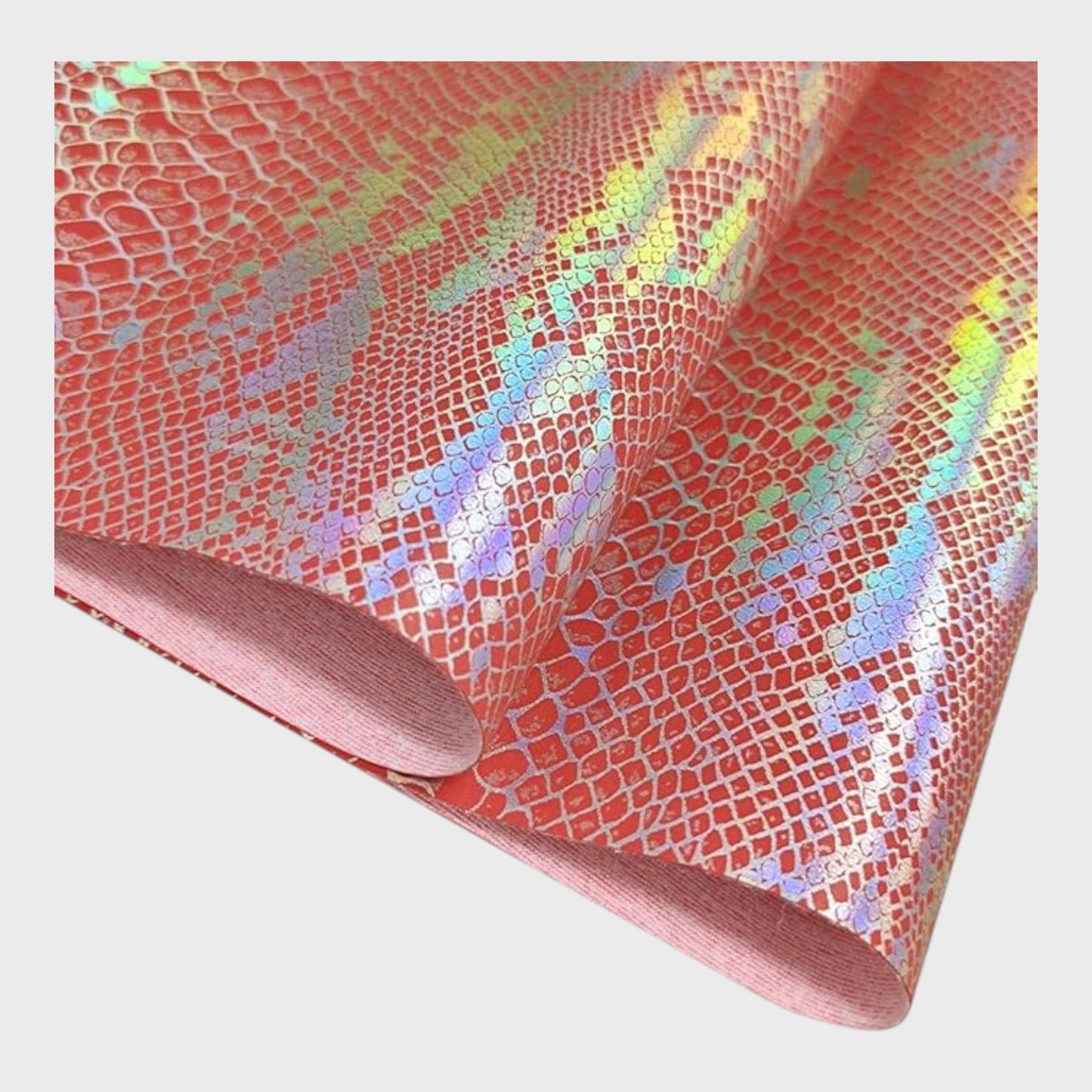 Embossed PU Faux Leather Crafting Roll - Orange Snakeskin - Pack of Two