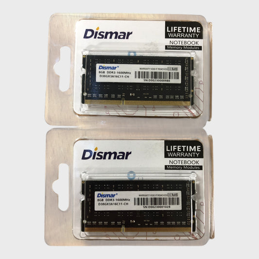 Dismar DDR3 1600Hz Laptop RAM 8GB - Two Pack