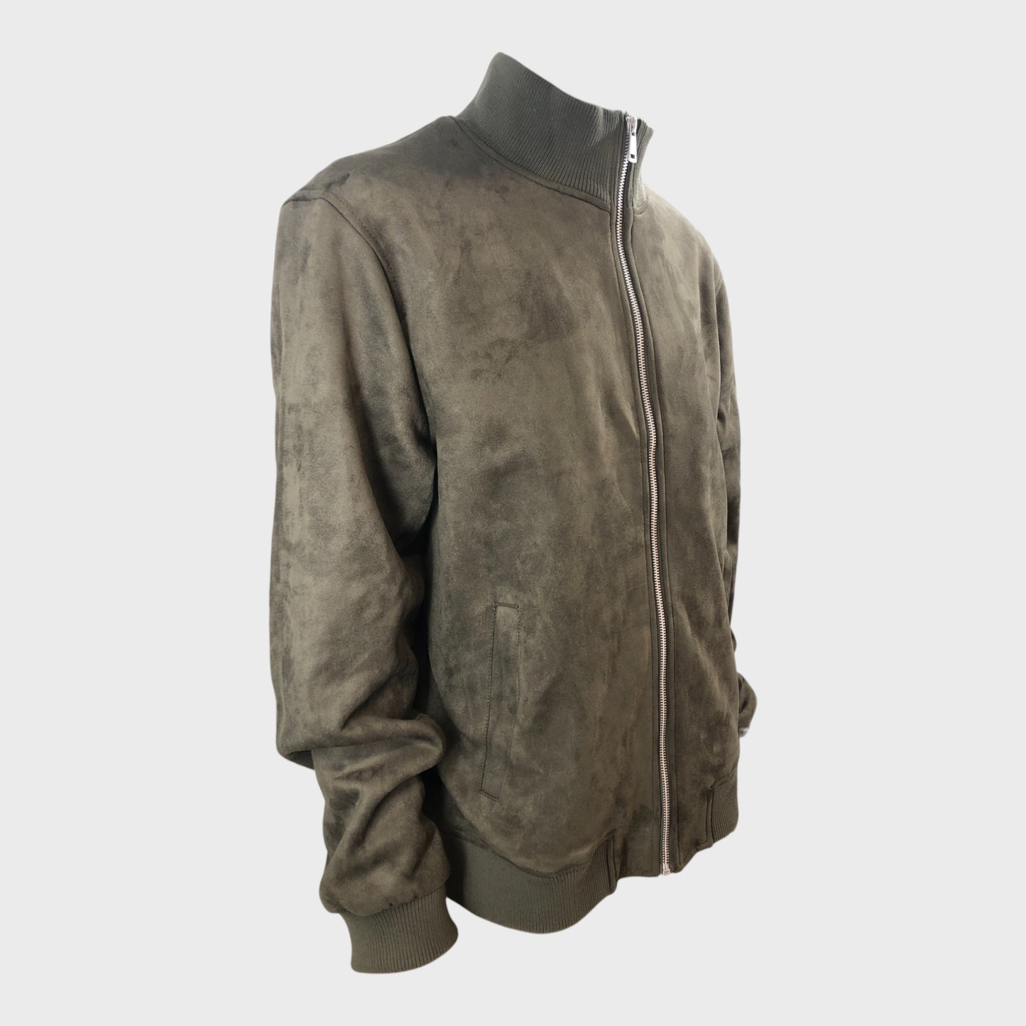 Men's Olive Faux Suede Jacket