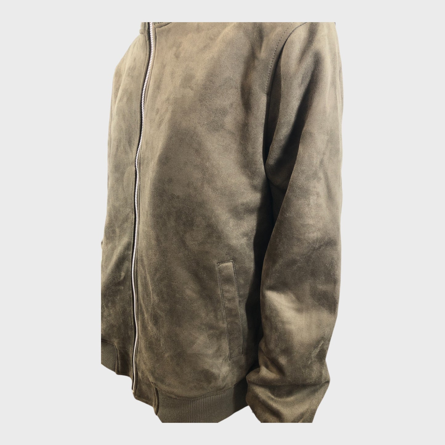 Men's Olive Faux Suede Jacket